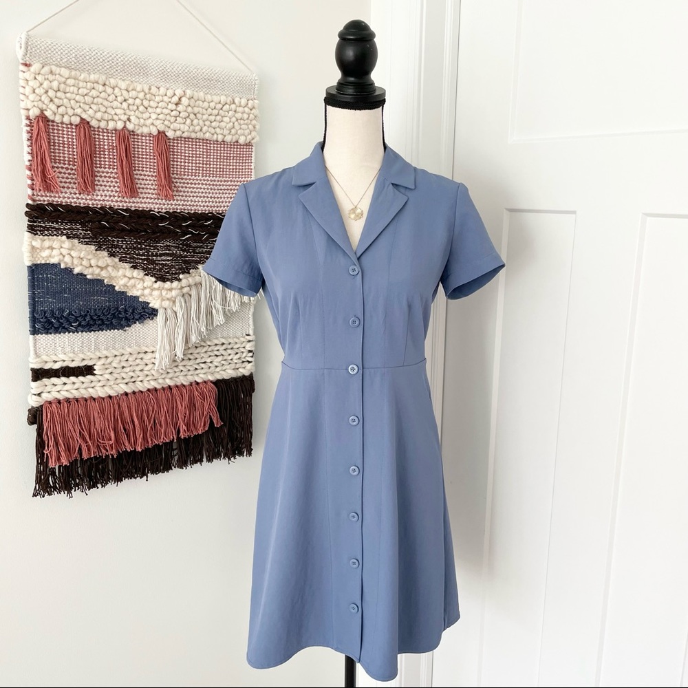 Everlane The Japanese GoWeave Notch Shirt Dress Blue Size 00